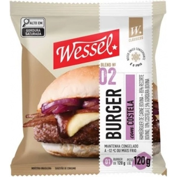 Hamburguer Bovino Com Costela Sem Tempero Wessel 120g