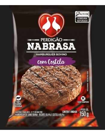 HAMBURGUER BOVINO COSTELA NA BRASA PERDIGAO 150G 3,6KG