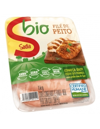 Filé De Peito De Frango Sem Pele Sem Osso Bandeja Sadia Bio 1Kg