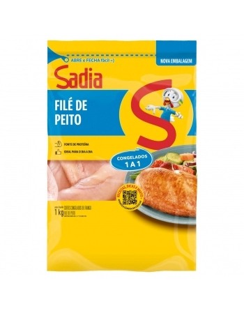 Filé De Peito De Frango Sem Pele Sem Osso Sadia 1Kg
