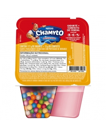 Iogurte Morango Mais Cereal Colorido Chamyto130g