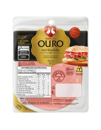 Mortadela Defumada Fatiada Perdigão Ouro 200g