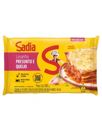 Lasanha Presunto E Queijo Ao Sugo Sadia 600g