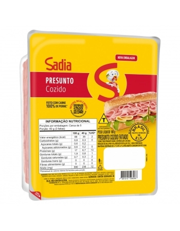 Presunto Cozido Fatiado Sadia 180g