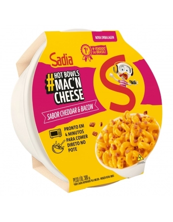 Mac'n Cheese Cheddar E Bacon Sadia Hot Bowls 300g