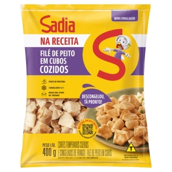 Peito De Frango Cozido Em Cubos Sadia Na Receita 400g