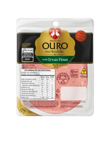 Mortadela Fatiada Perdigão Ouro Com Ervas Finas 200g