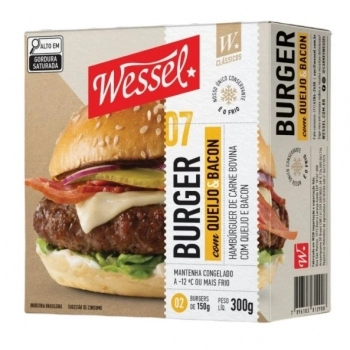 Smash Burger Com Queijo E Bacon Wessel 300g